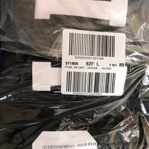 VS PINK SKINNY JOGGERS SUPER RARE PURE BLACK SZ LG - Picture 6 of 6